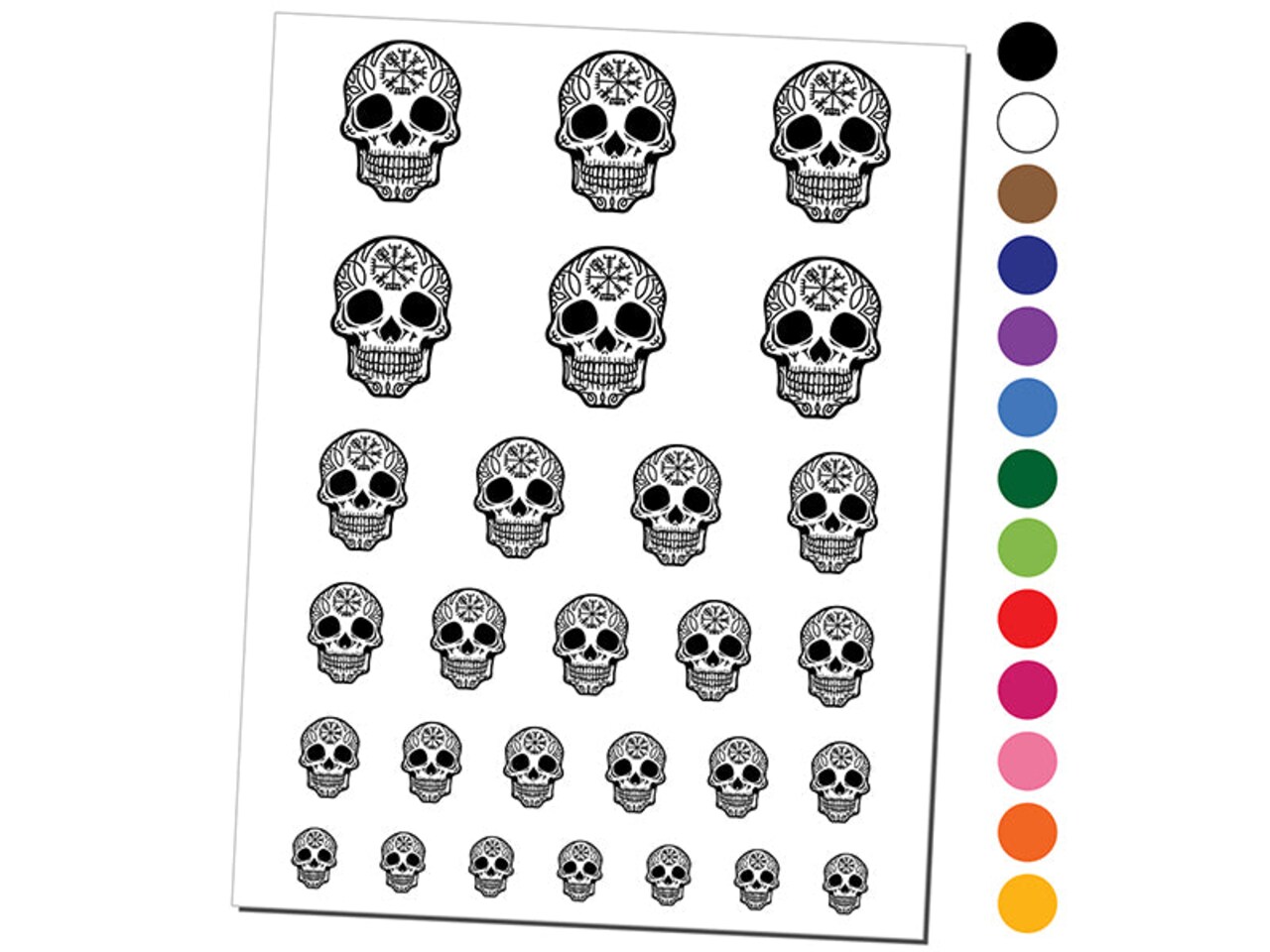 Norse Viking Rune Skull Temporary Tattoo Water Resistant Fake Body Art Set Collection